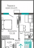 Продам 1-к квартиру, 42.54 кв.м, этаж 1 из 16 Симферополь объявление с фото